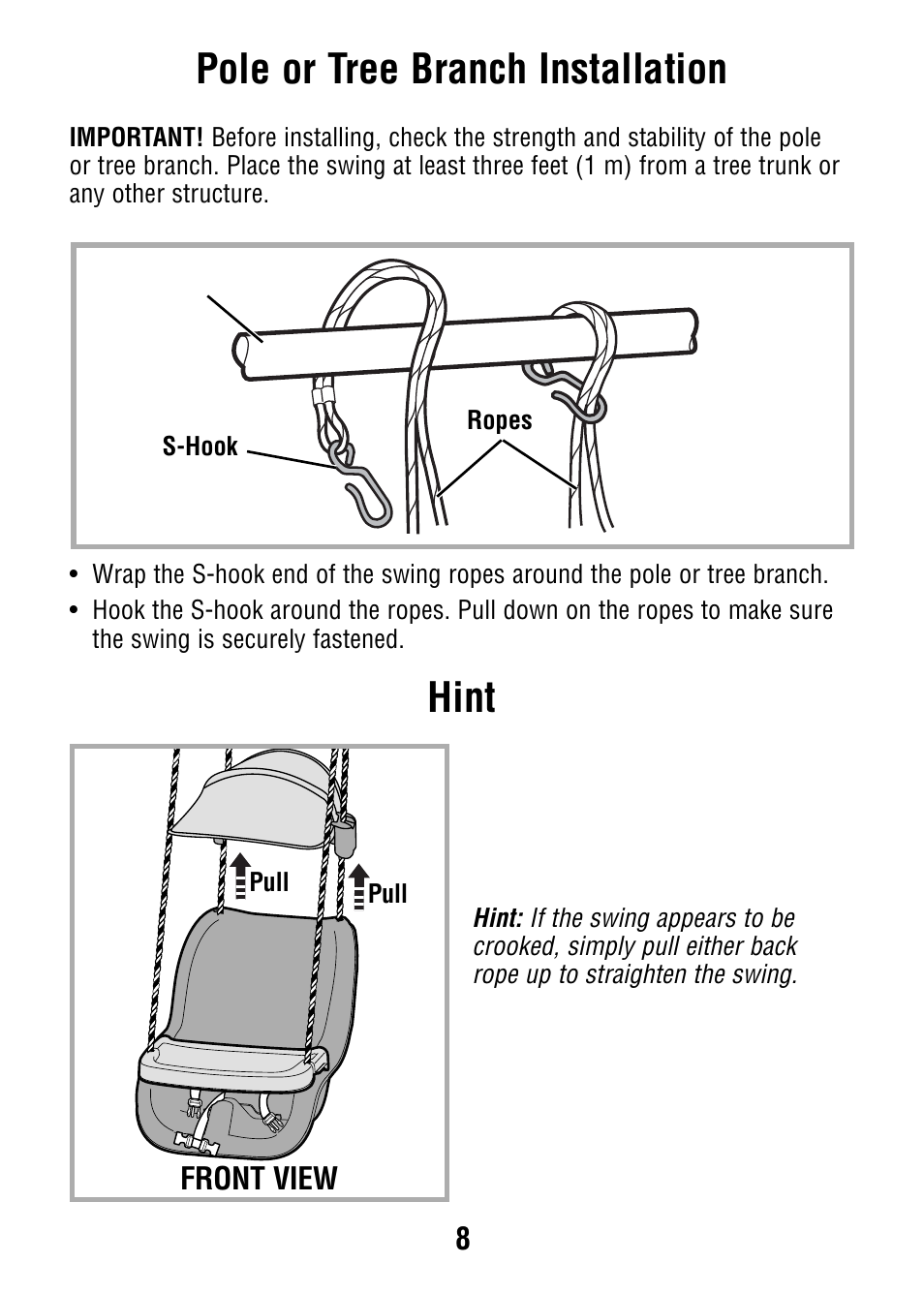 Pole or tree branch installation hint | Fisher-Price V7597 User Manual | Page 8 / 12