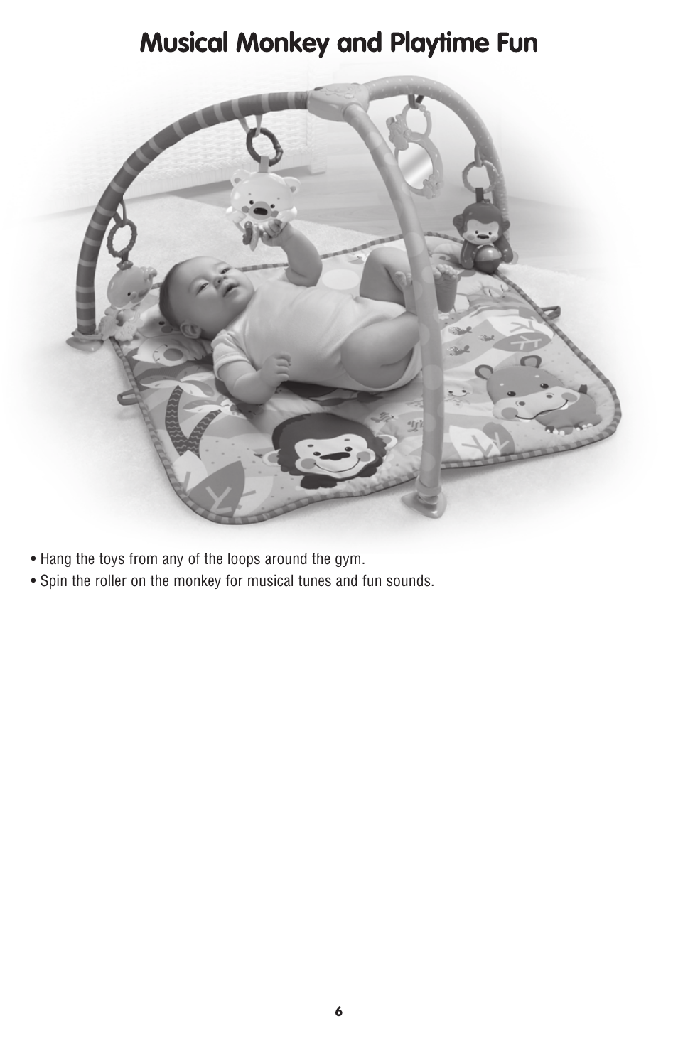 Musical monkey and playtime fun | Fisher-Price P5333 User Manual | Page 6 / 8