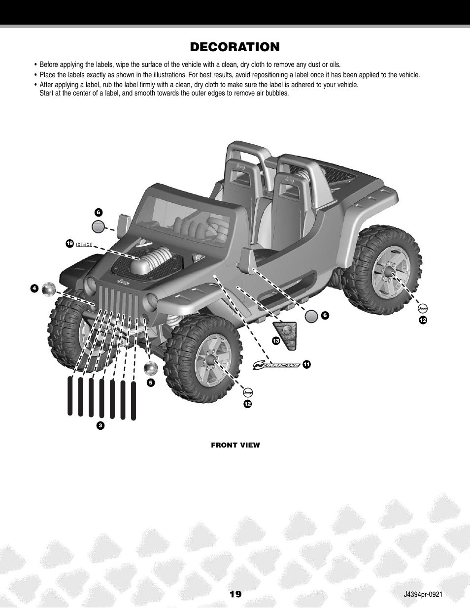 Decoration | Fisher-Price JEEP K7112 User Manual | Page 19 / 32