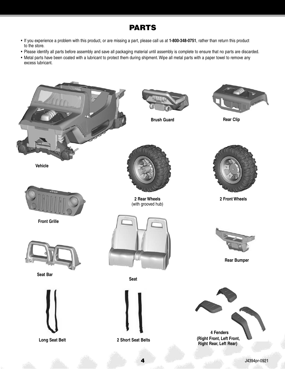 Parts | Fisher-Price JEEP K7112 User Manual | Page 4 / 32