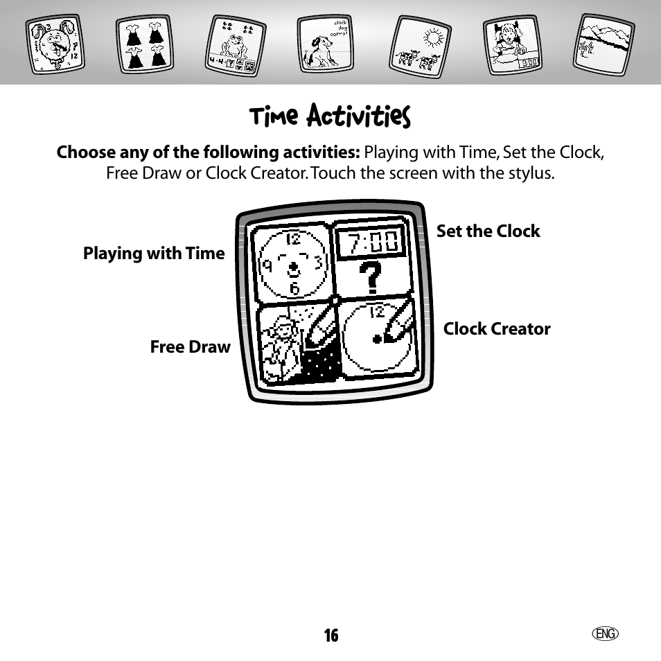 Time activities | Fisher-Price 73654 User Manual | Page 16 / 36