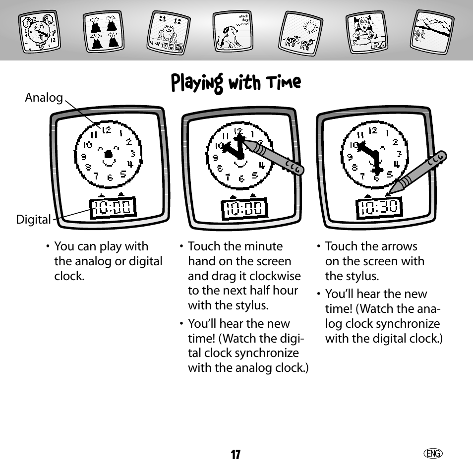 Playing with time | Fisher-Price 73654 User Manual | Page 17 / 36