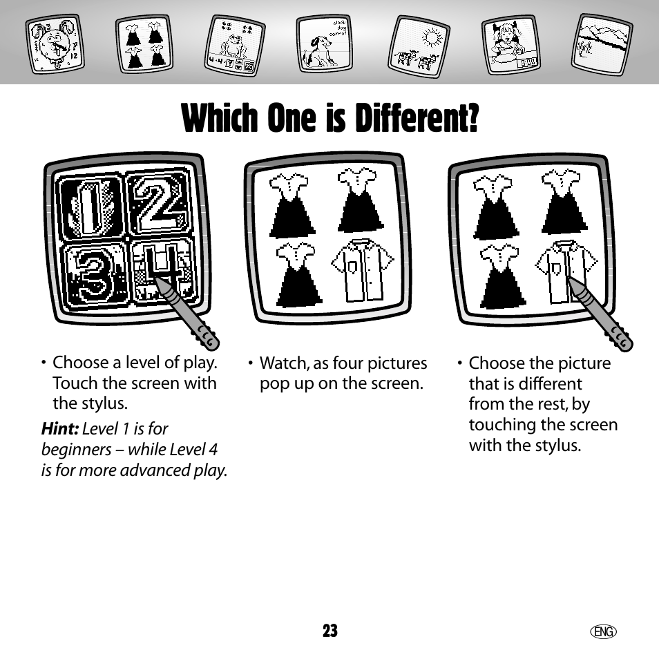 Which one is different | Fisher-Price 73654 User Manual | Page 23 / 36