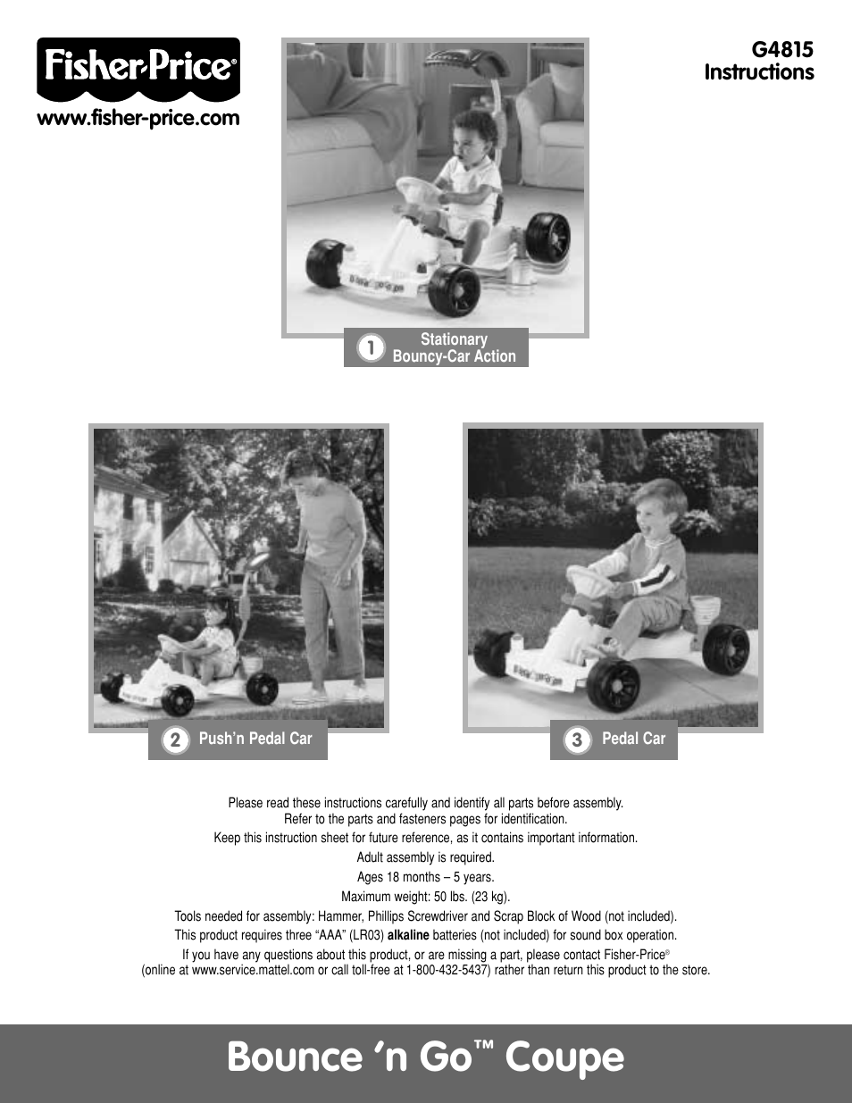 Fisher-Price BOUNCE N GO G4815 User Manual | 16 pages