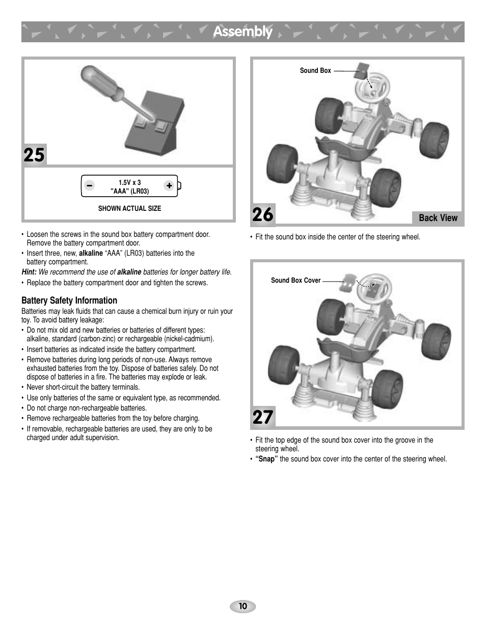 Assembly | Fisher-Price BOUNCE N GO G4815 User Manual | Page 10 / 16