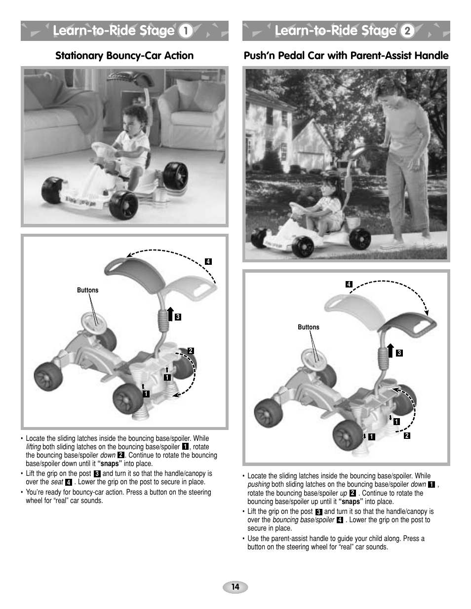 Learn-to-ride stage | Fisher-Price BOUNCE N GO G4815 User Manual | Page 14 / 16