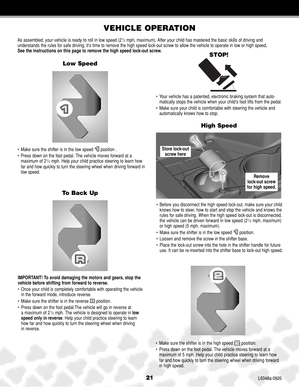 Vehicle operation | Fisher-Price L6348 User Manual | Page 21 / 28