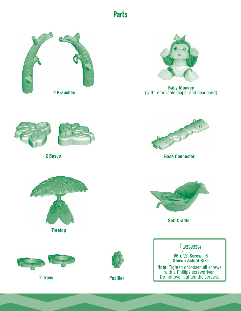 Parts | Fisher-Price Snuggle-Kins K9703 User Manual | Page 2 / 6
