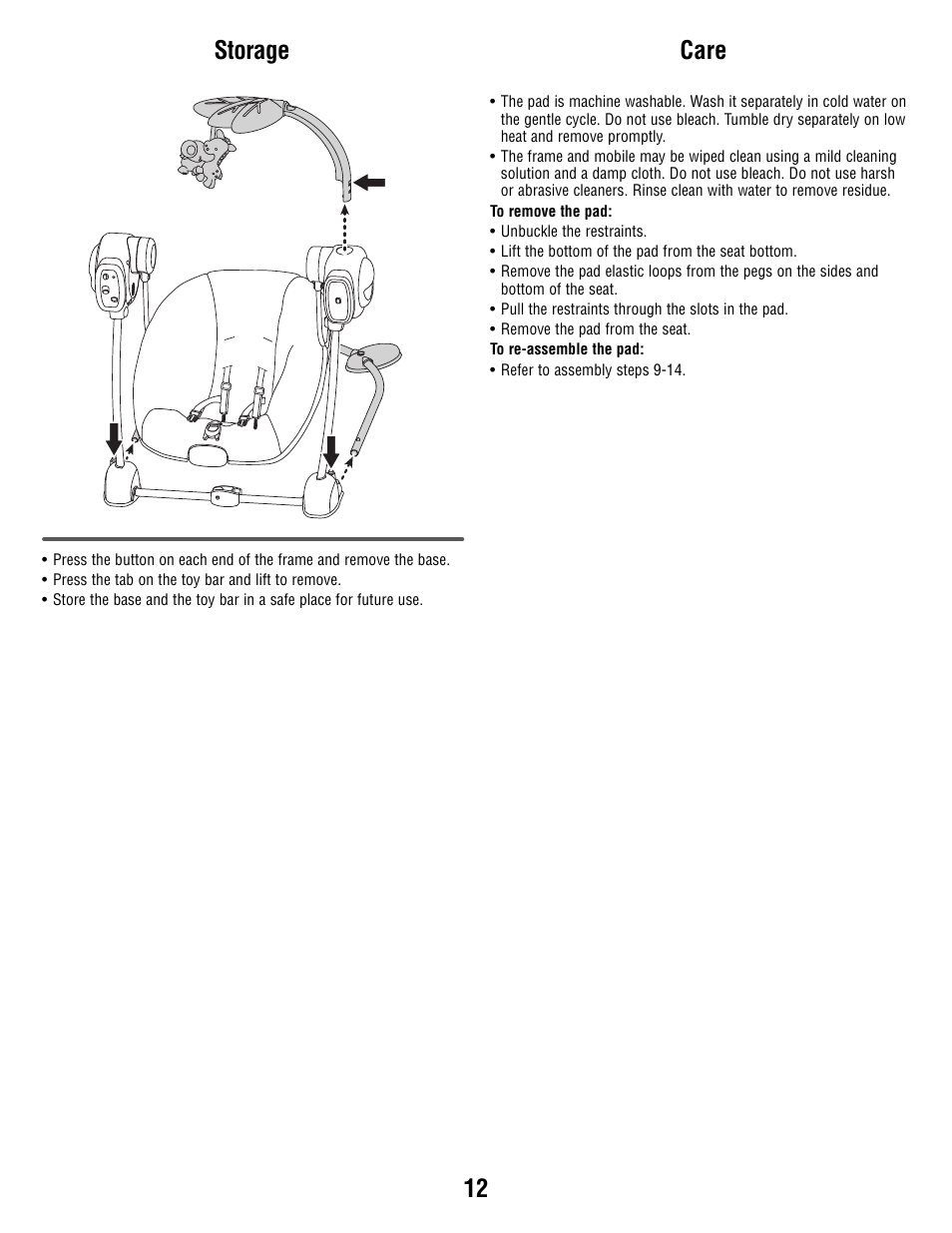 12 care storage | Fisher-Price T2065 User Manual | Page 12 / 12