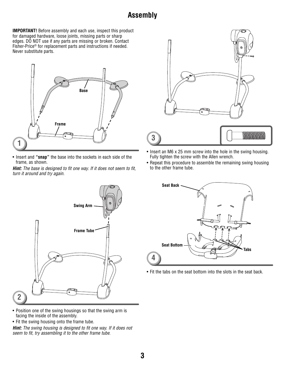 3assembly 2 | Fisher-Price T2065 User Manual | Page 3 / 12