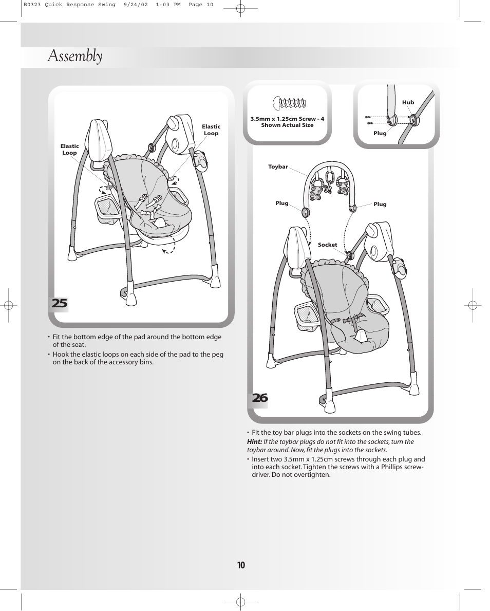 Assembly | Fisher-Price B0323 User Manual | Page 10 / 16