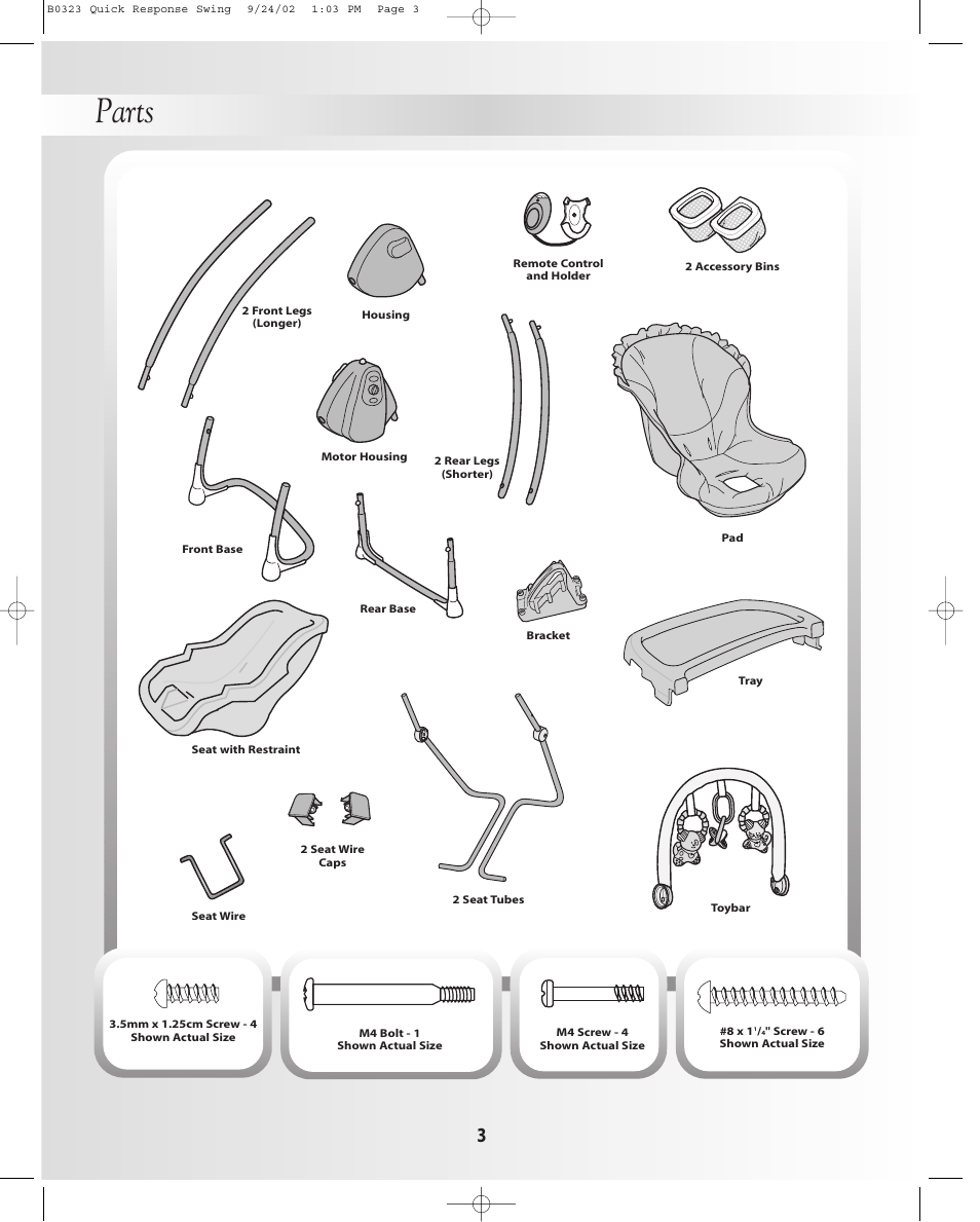 Parts | Fisher-Price B0323 User Manual | Page 3 / 16