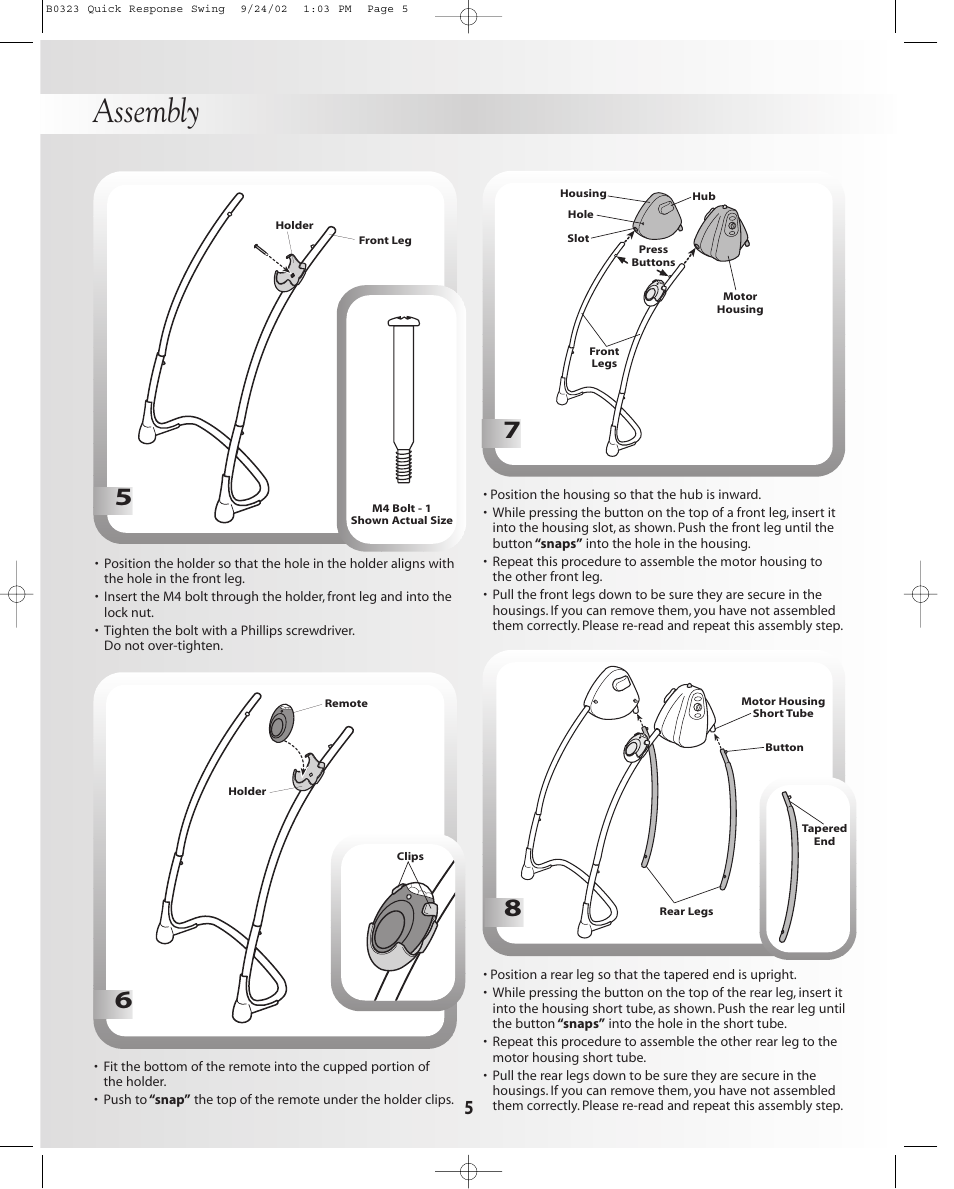 Assembly | Fisher-Price B0323 User Manual | Page 5 / 16