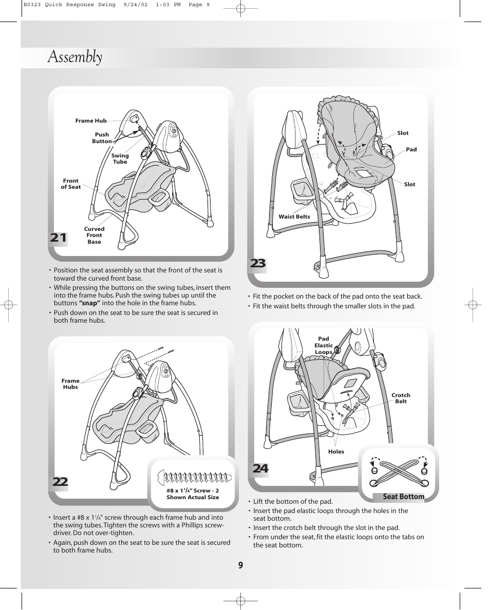 Assembly | Fisher-Price B0323 User Manual | Page 9 / 16