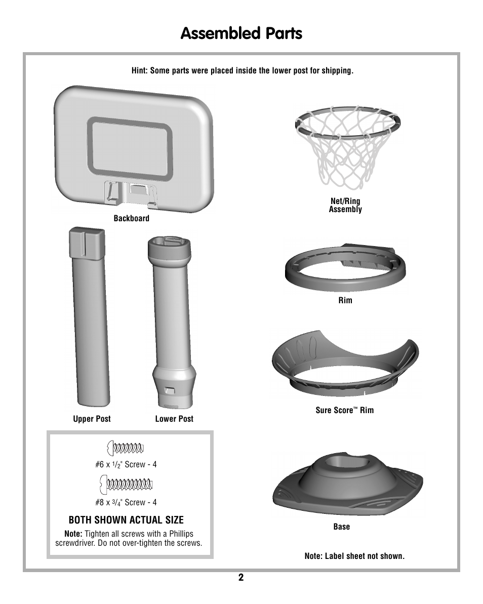Assembled parts | Fisher-Price N0459 User Manual | Page 2 / 8