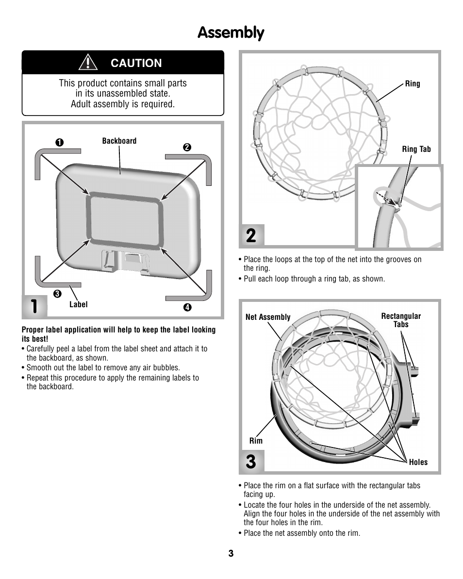 Assembly, Caution | Fisher-Price N0459 User Manual | Page 3 / 8