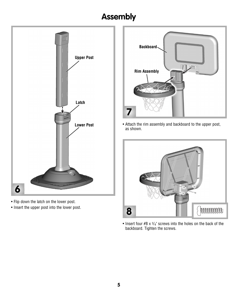 Assembly | Fisher-Price N0459 User Manual | Page 5 / 8