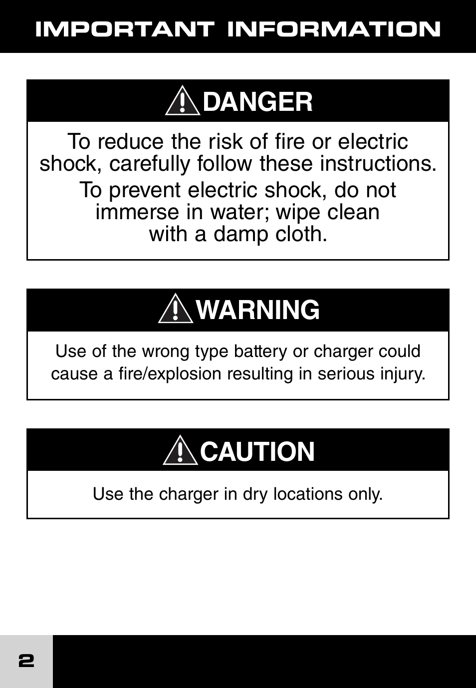 Danger, Caution, Warning | Fisher-Price POWER WHEELS J1718 User Manual | Page 2 / 10