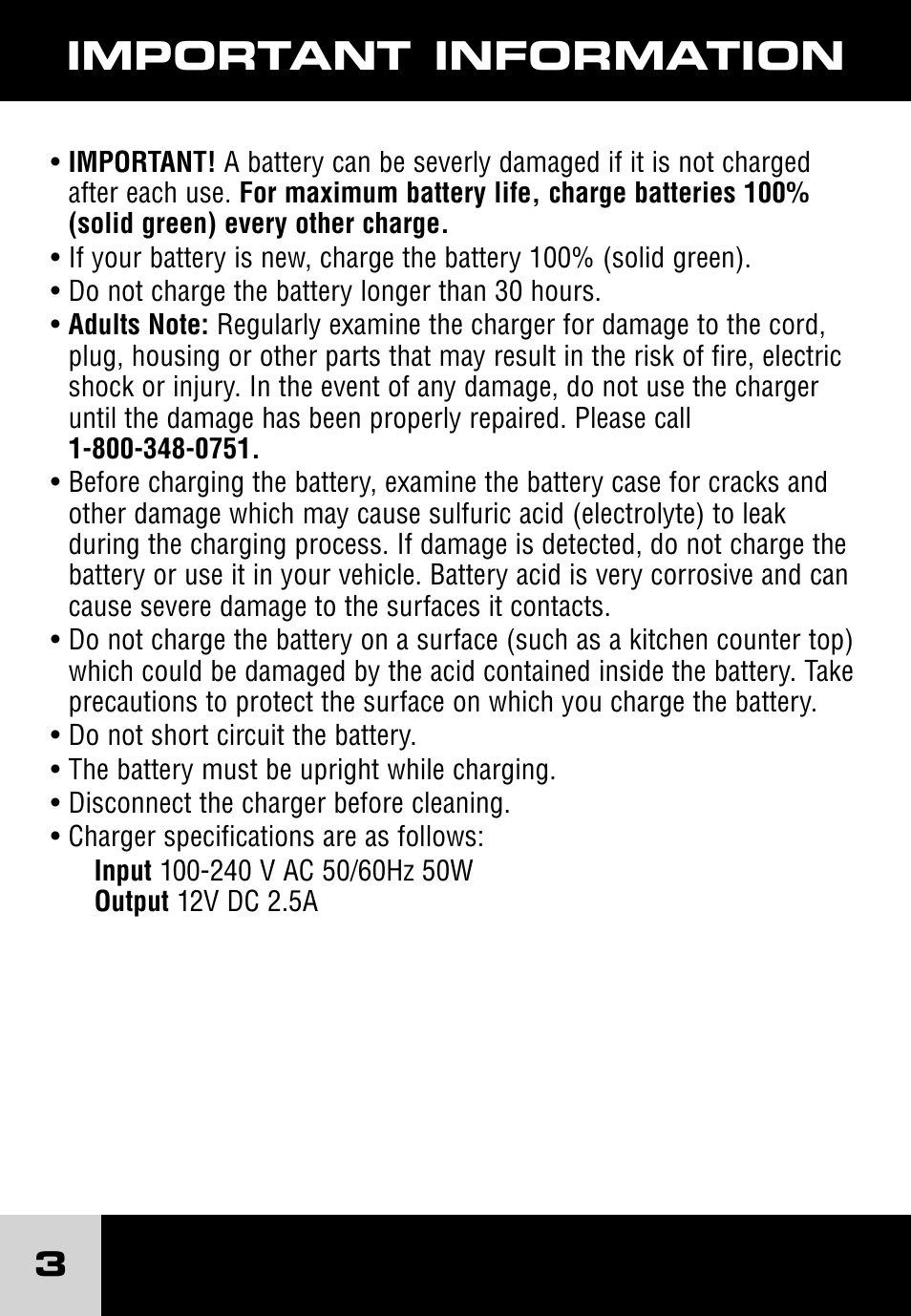 Important information | Fisher-Price POWER WHEELS J1718 User Manual | Page 3 / 10