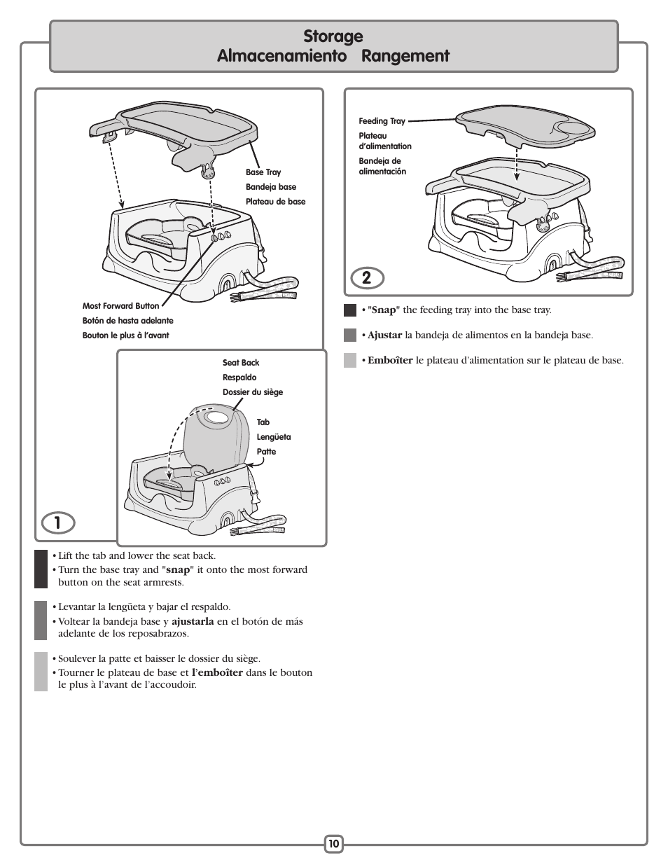2storage almacenamiento rangement | Fisher-Price B7275 User Manual | Page 10 / 12