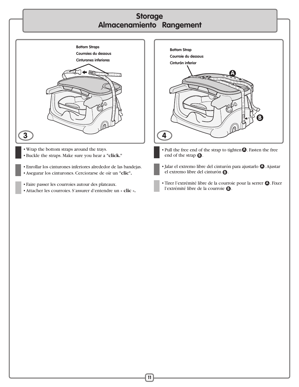 4storage almacenamiento rangement | Fisher-Price B7275 User Manual | Page 11 / 12