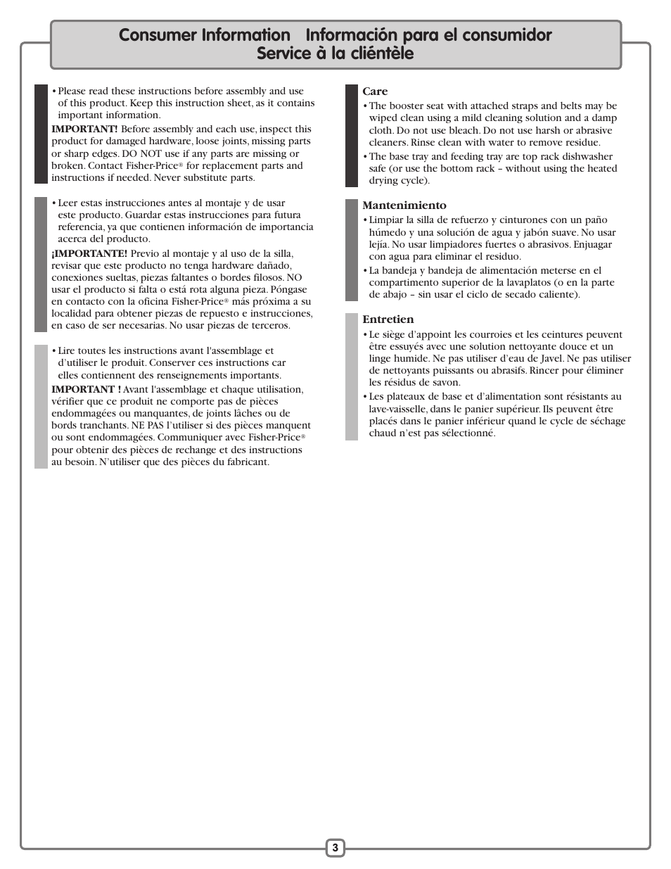 Fisher-Price B7275 User Manual | Page 3 / 12