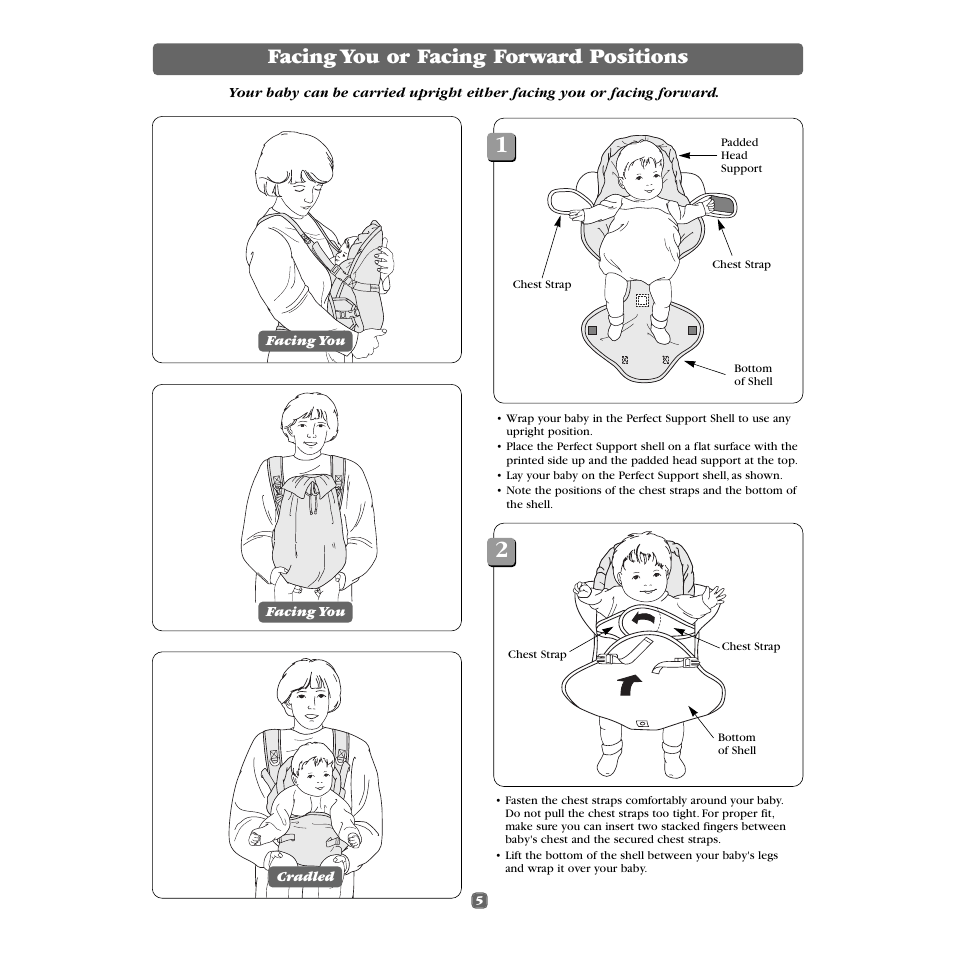 Facing you or facing forward positions | Fisher-Price FACING YOU 79471 User Manual | Page 5 / 8