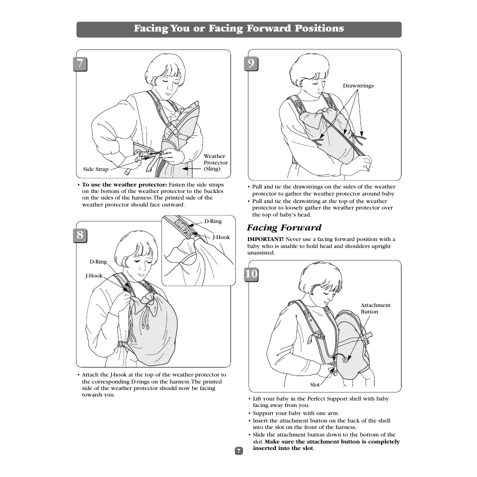 Facing you or facing forward positions, Facing forward | Fisher-Price FACING YOU 79471 User Manual | Page 7 / 8