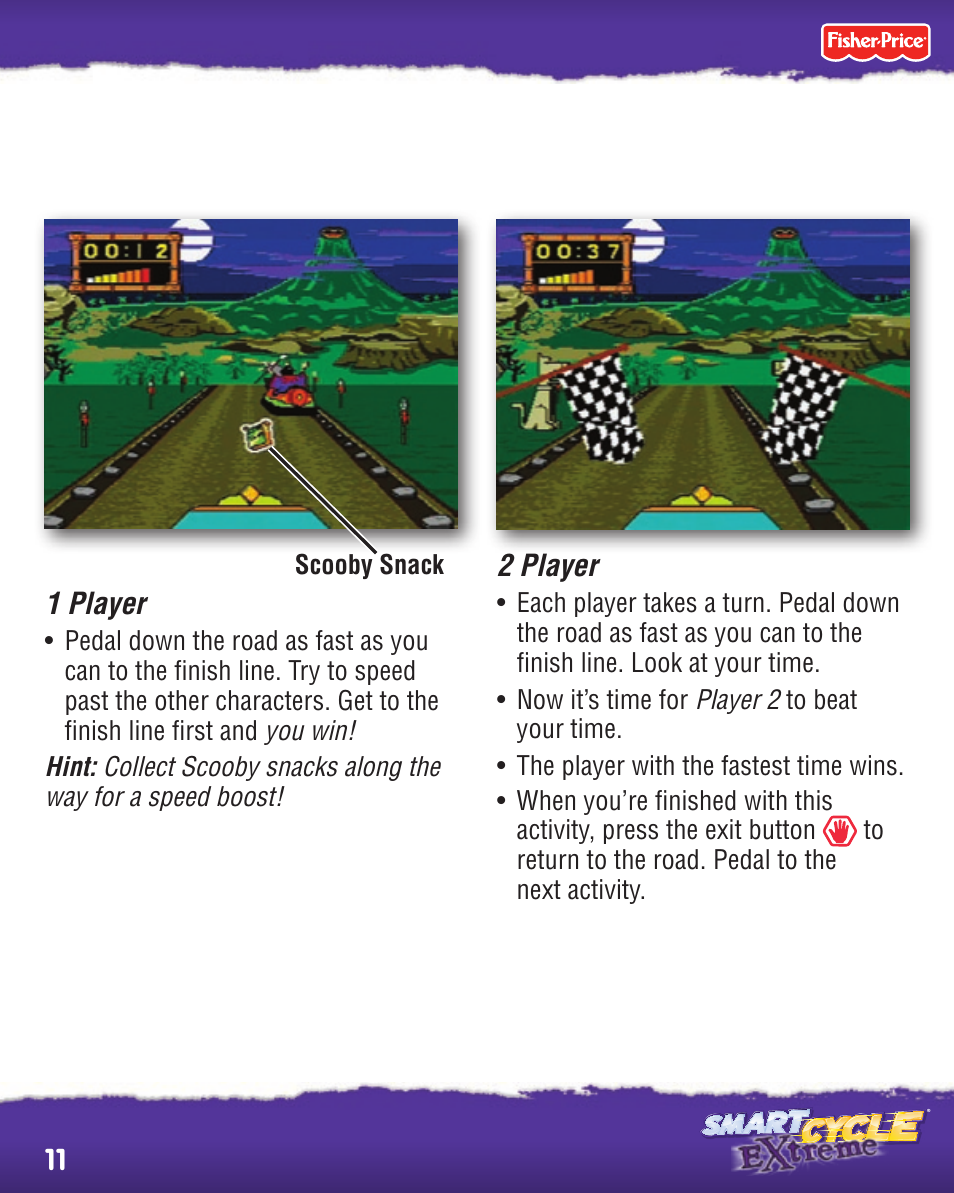 1 player, 2 player | Fisher-Price SMART CYCLE EXTREME R2763 User Manual | Page 11 / 16