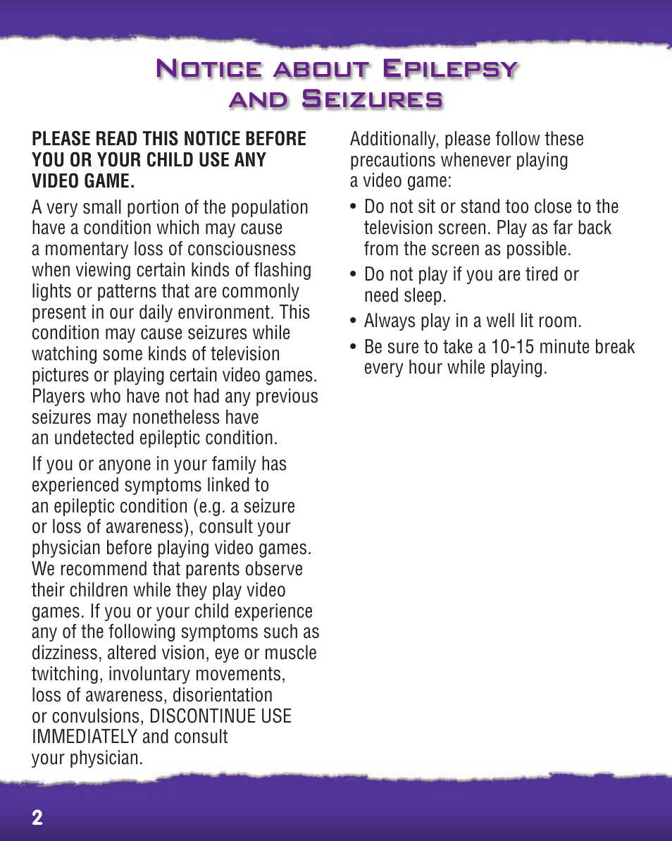 Notice about epilepsy and seizures | Fisher-Price SMART CYCLE EXTREME R2763 User Manual | Page 2 / 16