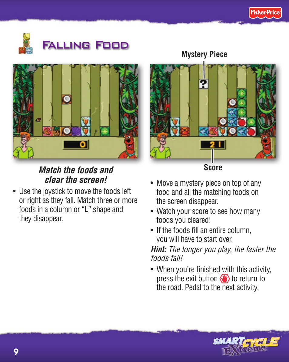 Falling food | Fisher-Price SMART CYCLE EXTREME R2763 User Manual | Page 9 / 16