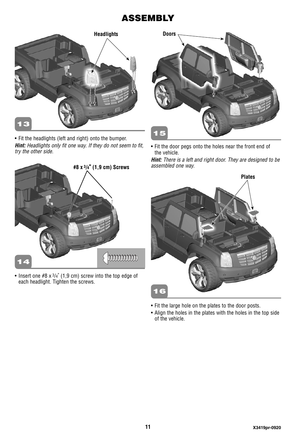 Assembly | Fisher-Price X3419 User Manual | Page 11 / 28