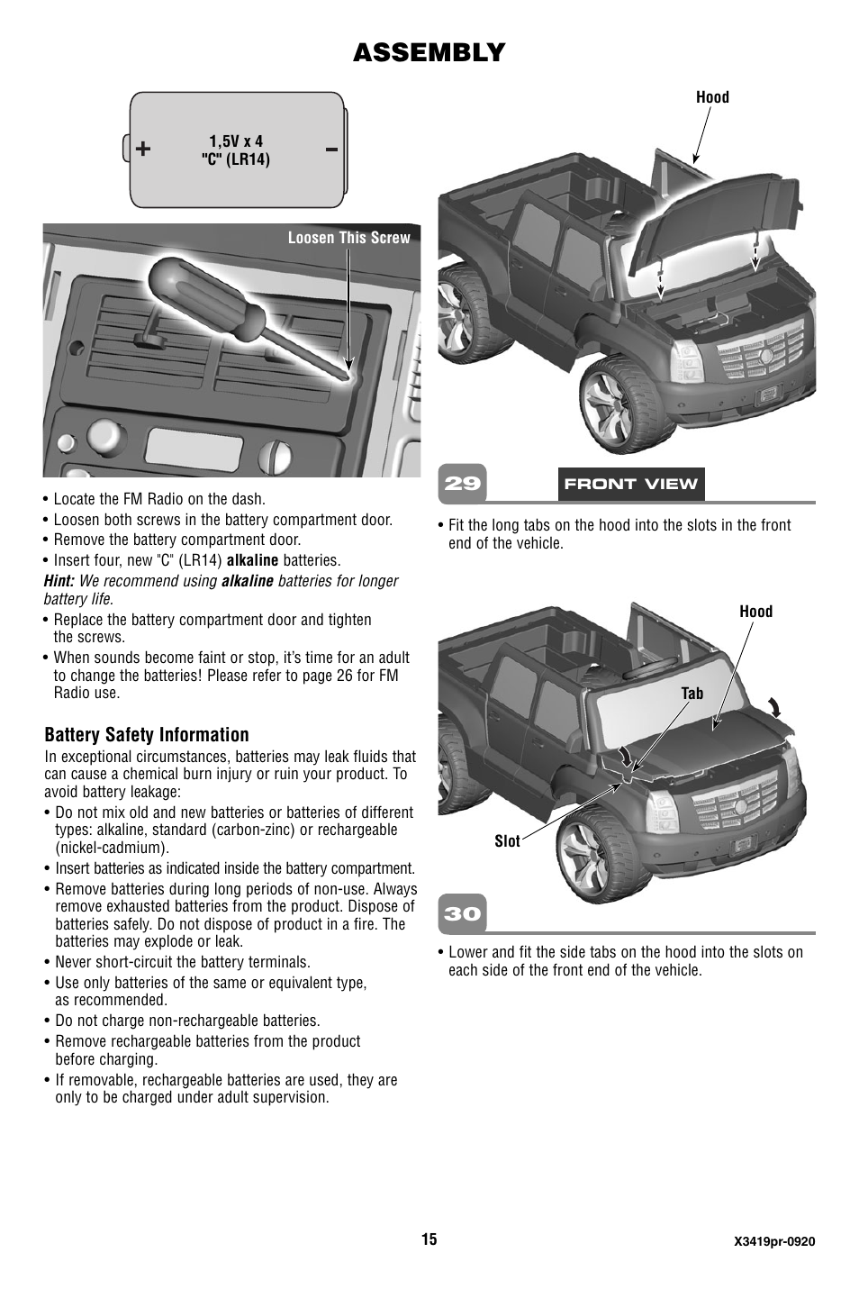 Assembly | Fisher-Price X3419 User Manual | Page 15 / 28