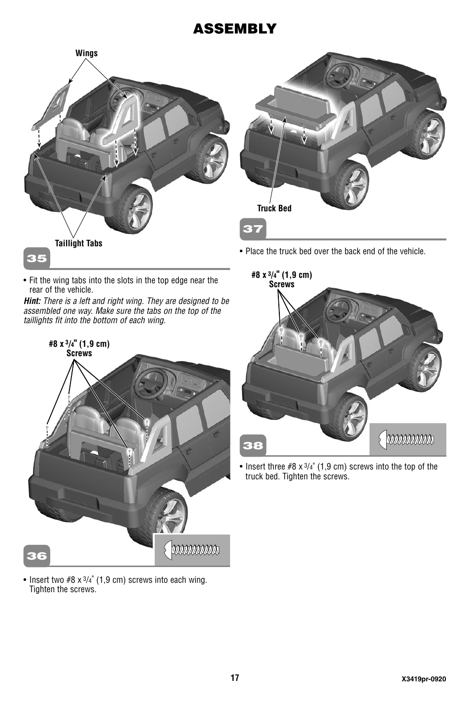 Assembly | Fisher-Price X3419 User Manual | Page 17 / 28