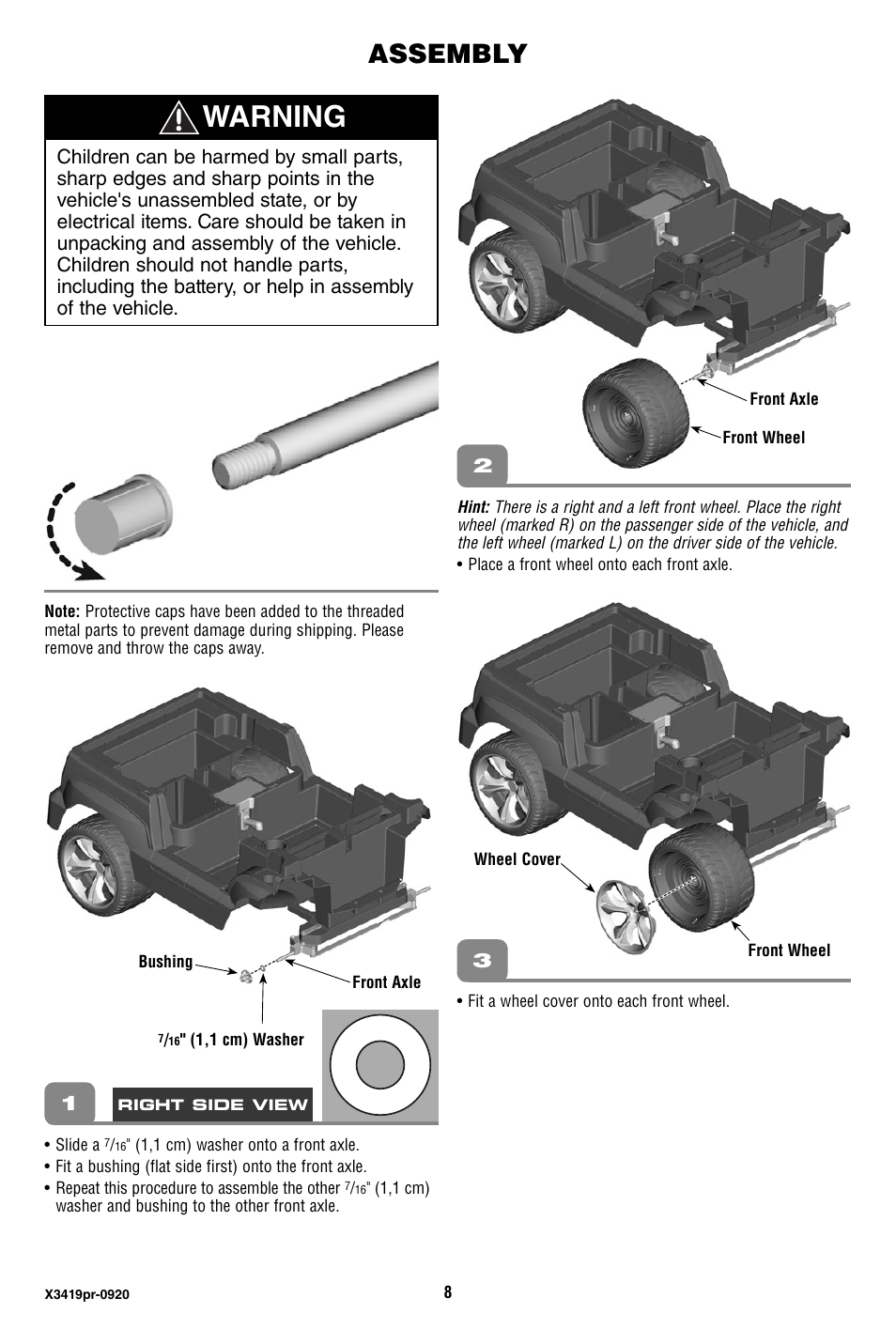 Warning, Assembly | Fisher-Price X3419 User Manual | Page 8 / 28
