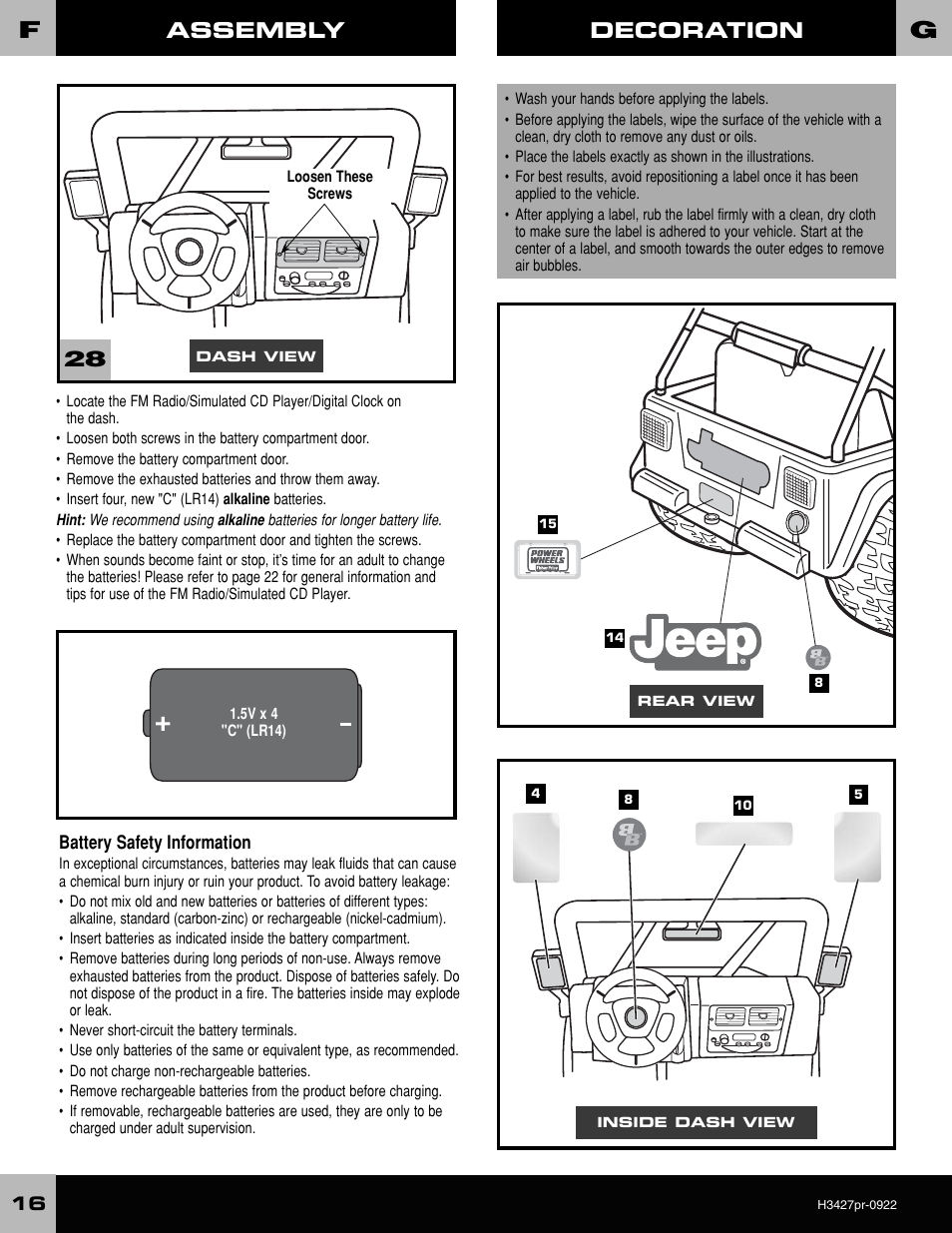 Decoration, Assembly | Fisher-Price H3427 User Manual | Page 16 / 28