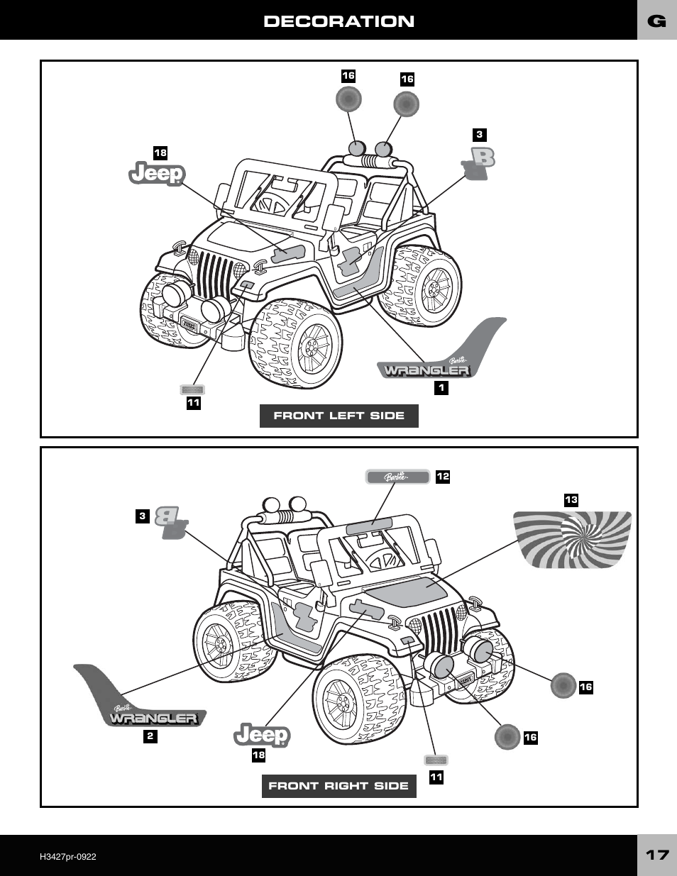 Decoration | Fisher-Price H3427 User Manual | Page 17 / 28