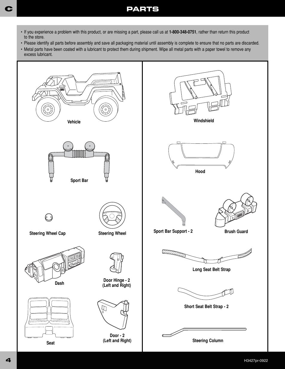 Parts | Fisher-Price H3427 User Manual | Page 4 / 28