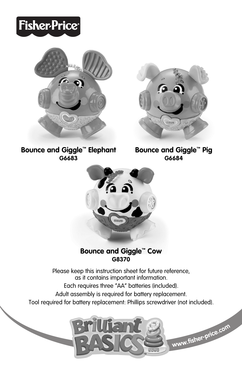 Fisher-Price BOUNCE AND GIGGLE G8370 User Manual | 4 pages