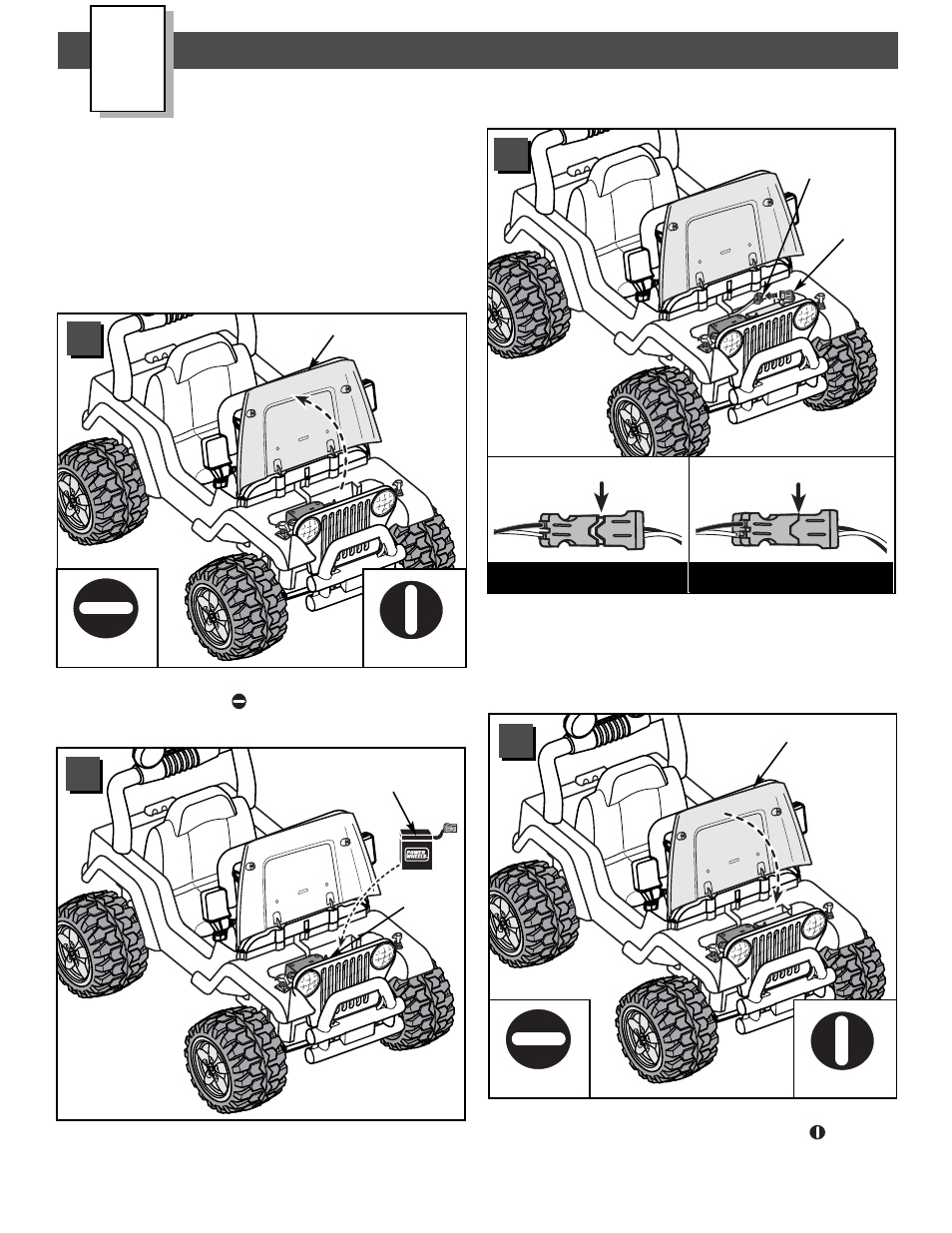 Battery installation, Correct incorrect | Fisher-Price JEEP B1501 User Manual | Page 19 / 32