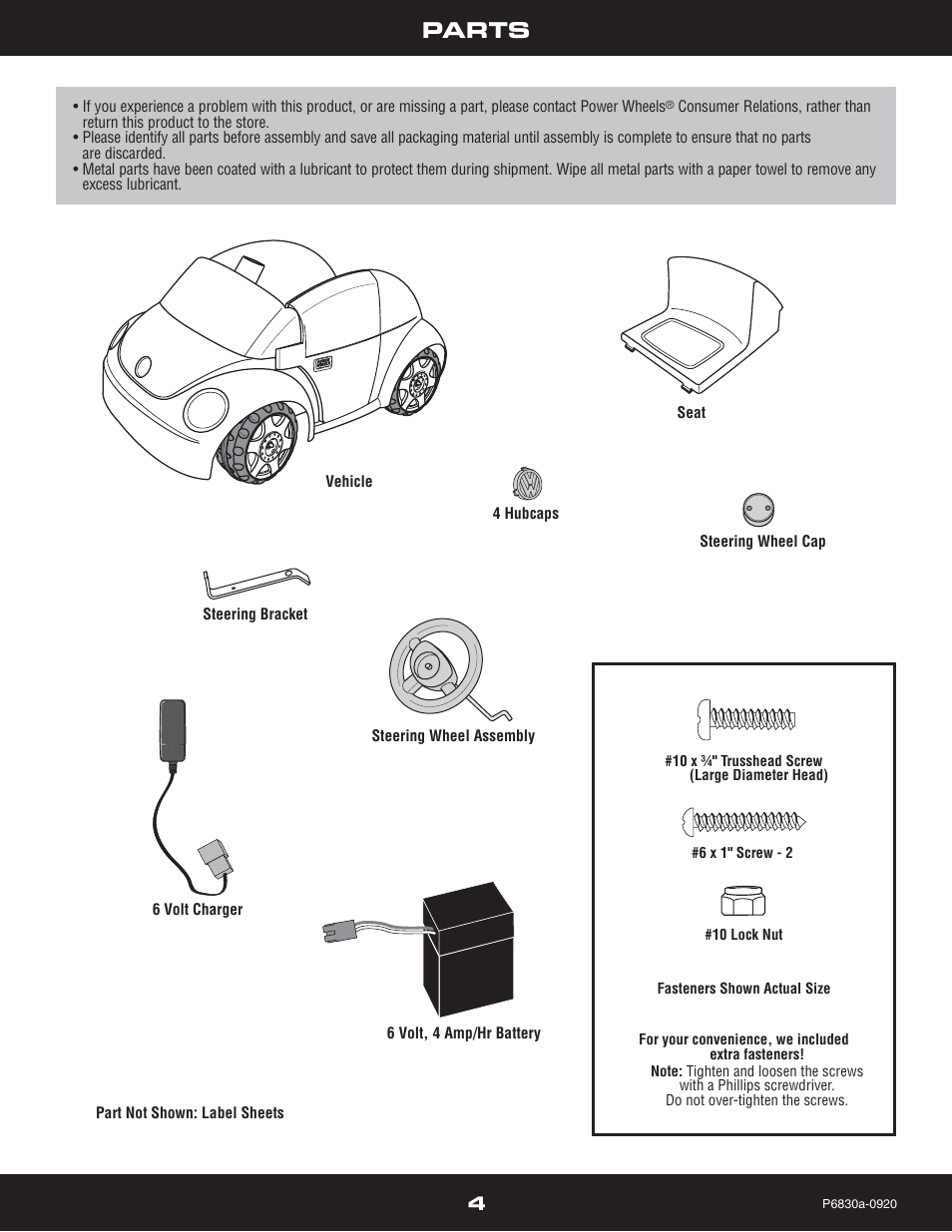 Parts | Fisher-Price P5921 User Manual | Page 4 / 20