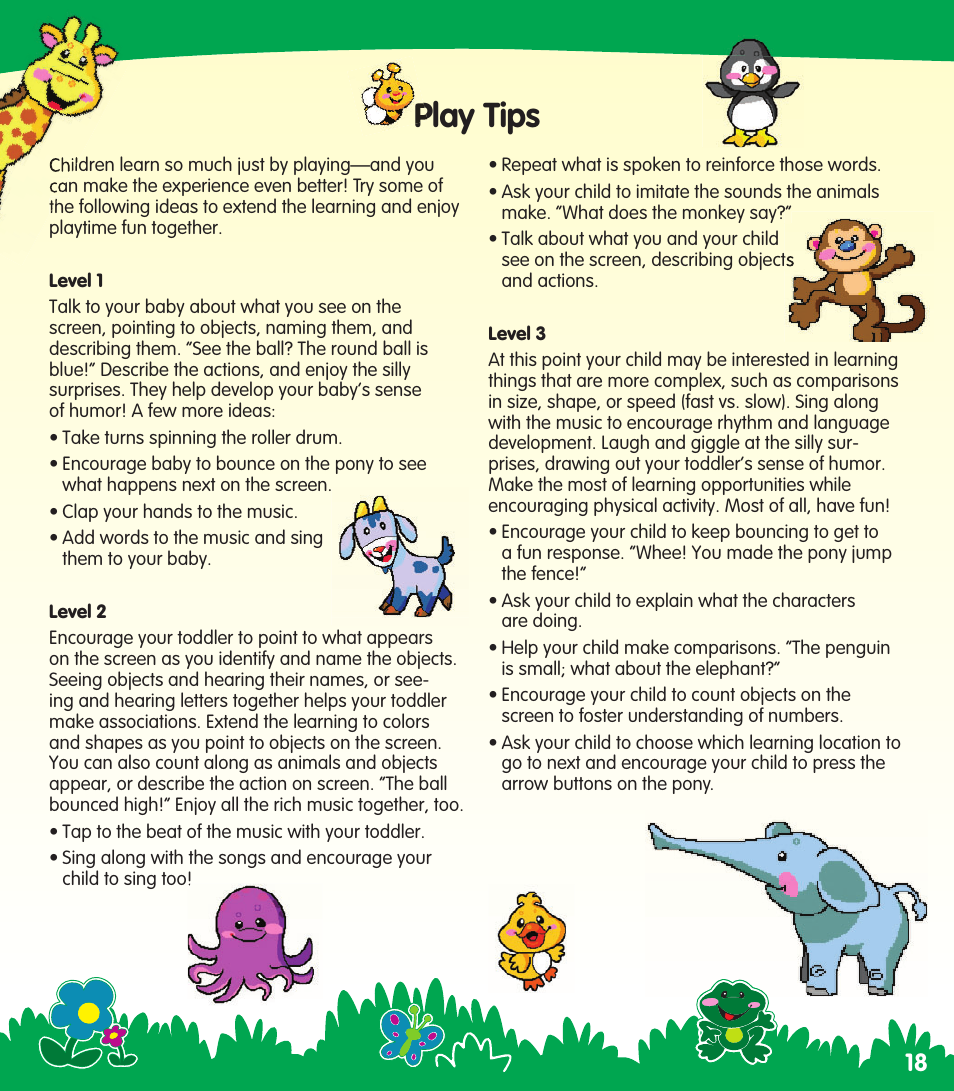 Play tips | Fisher-Price N0446 User Manual | Page 18 / 20