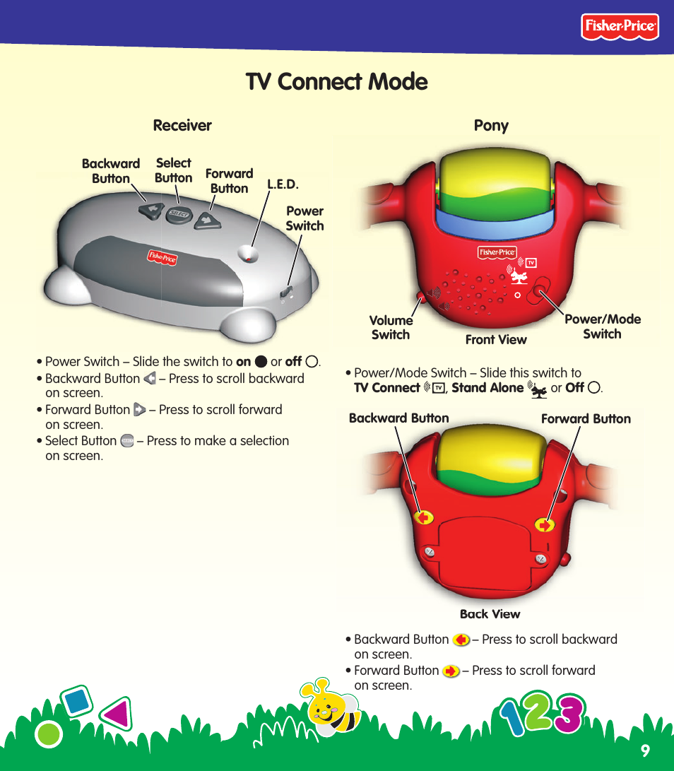 Tv connect mode | Fisher-Price N0446 User Manual | Page 9 / 20