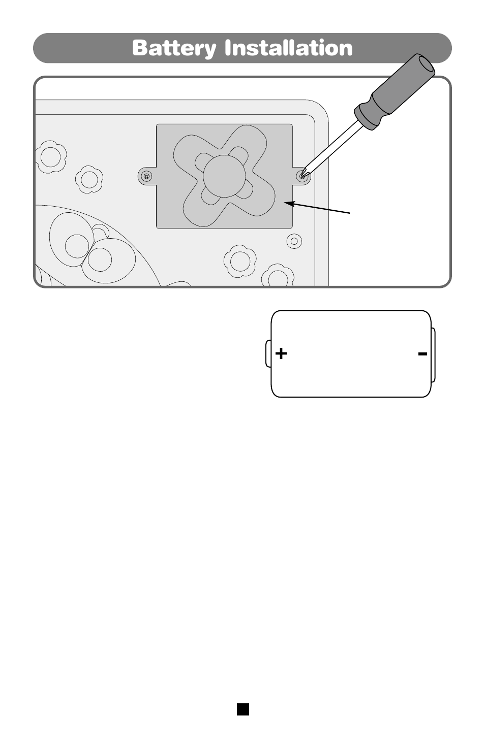 Battery installation | Fisher-Price BIB-BOP BUILDIN 73540 User Manual | Page 2 / 8