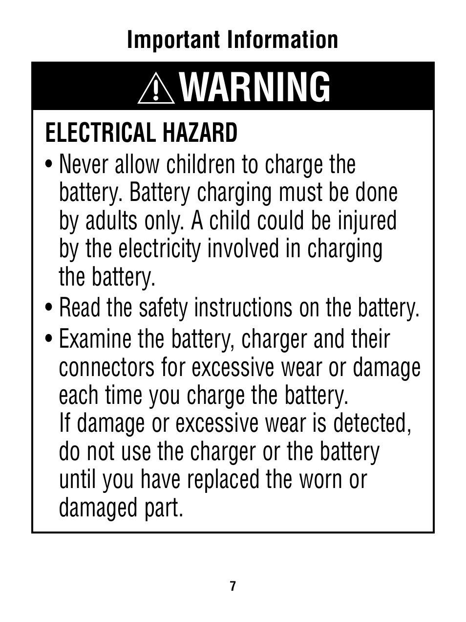 Warning | Fisher-Price P6828 User Manual | Page 7 / 16