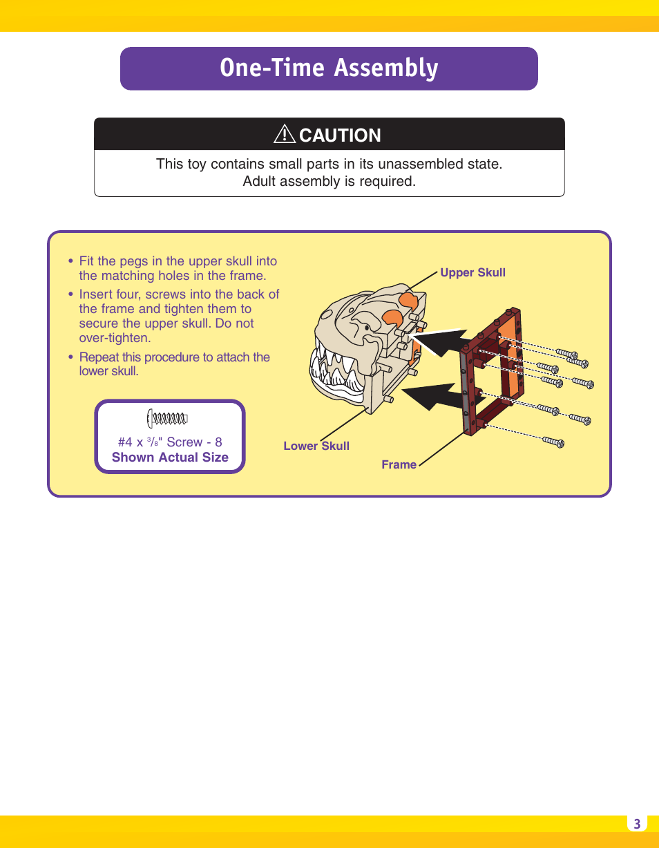 One-time assembly, Caution | Fisher-Price H5341 User Manual | Page 3 / 12