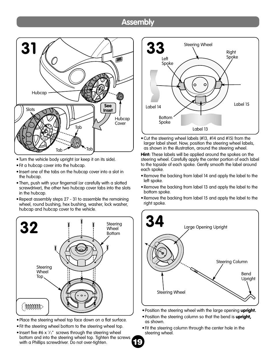Assembly | Fisher-Price NEW BEETLE 73517 User Manual | Page 19 / 36