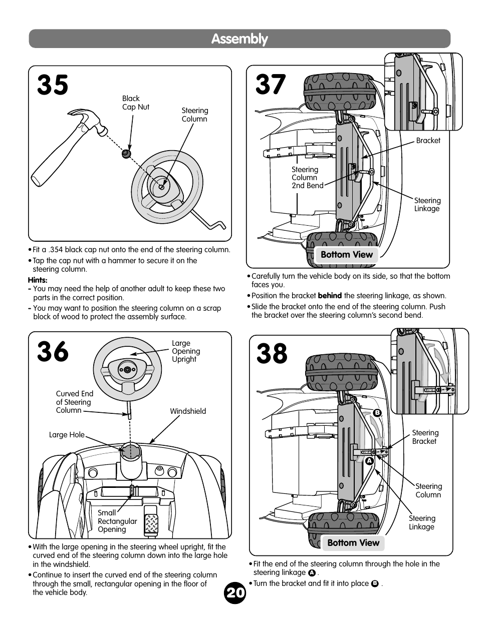 Assembly | Fisher-Price NEW BEETLE 73517 User Manual | Page 20 / 36