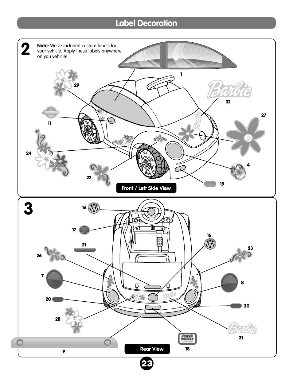 Label decoration | Fisher-Price NEW BEETLE 73517 User Manual | Page 23 / 36