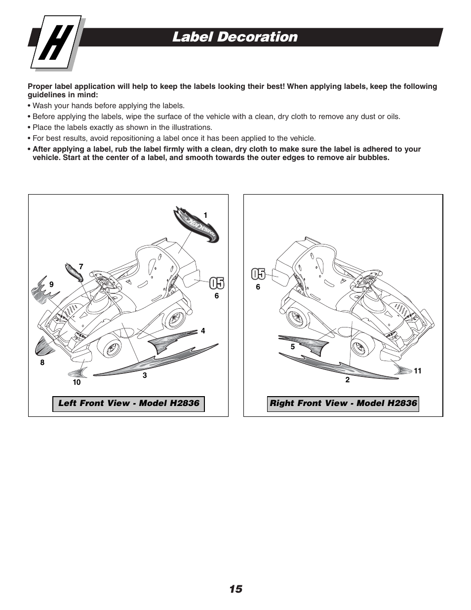 Label decoration | Fisher-Price HOT WHEELS C0532 User Manual | Page 15 / 28